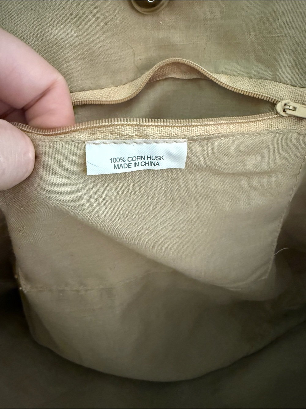 Woven Straw Tote Bag with Rust Accent - Neutral Multi - Picture 5 of 5